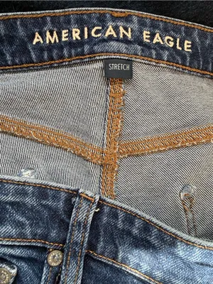 American Eagle Outfitters Mid-Rise Straight Leg Jeans Stove Pipe Dark Blue Wash thumbnail 7