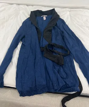 Victoria's Secret Deep Blue Wrap Blazer with Black Trim thumbnail 1
