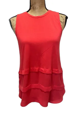 LOFT Hot Pink Tiered Tank Top Layered Hem Business Casual‎ Feminine Size Small thumbnail 1