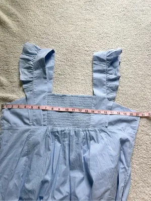 Draper James Maddie Embroidered Babydoll Dress in Blue Stripe XL NEW NWT thumbnail 5