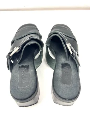ENZO ANGIOLINI distressed black leather mules, size 8.5 thumbnail 7