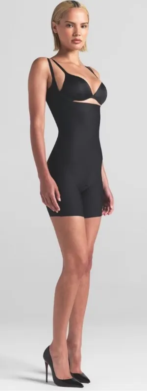 SKIMS Body Core Sculpt Open Bust Mid Thigh Bodysuit Black Onyx size L thumbnail 1