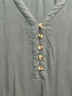 O’Neill Women’s Teal Blue Gauze Button Front Blouse Size L Boho Flowy Top thumbnail 10