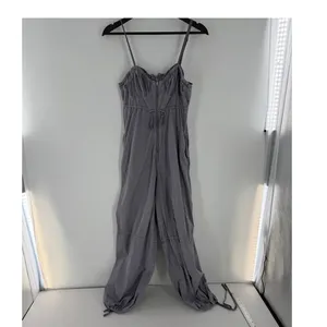 Free People Anthropologie Gray Utility Jumpsuit Sz S Ruched Bust Parachute Pants thumbnail 2
