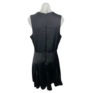 Abercrombie & Fitch Black Silk Satin Plunge Sleeveless Fit & Flare Mini Dress L thumbnail 5