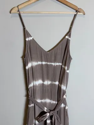American Eagle Tie Dye Wide Leg Jumpsuit Women's Large Brown Flowy Boho Festival thumbnail 6
