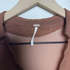 Free People Women Lucky Mesh Shirtee Top XS Brown‎ Mesh Ruched Button Up thumbnail 2