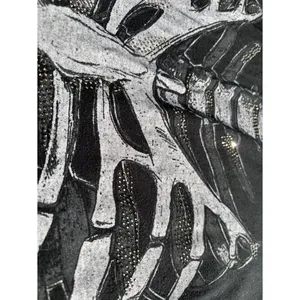 Spirit Rhinestone Skeleton Black Long Sleeve Top with White Front & Back Print thumbnail 6