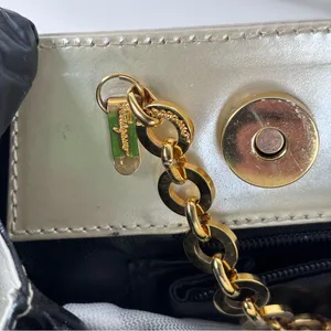 Authentic Salvatore Ferragamo Vintage Cream Leather Tote Bag Gold Chain Strap thumbnail 14