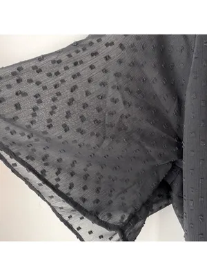 $59 Abercrombie and Fitch Black Flutter Sleeve Swiss Dot Button Bodysuit XS thumbnail 4