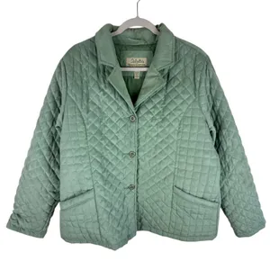Cabela's‎ Green Collared Quilted Line Button Up Jacket Pockets Size XL thumbnail 2