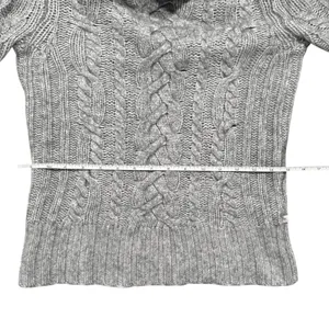 Abercrombie Sweater Wool Angora Cable Knit Turtleneck Y2K Preppy Gray Medium thumbnail 12