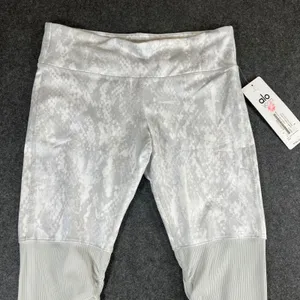 Alo‎ Yoga Goddess Ribbed Legging Vapor Python Glossy Grey White Snakeskin Medium thumbnail 2