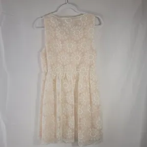 Altar'd State Peach Daisy Lace Mini Dress Peter Pan Collar Size M Boho Romantic thumbnail 3