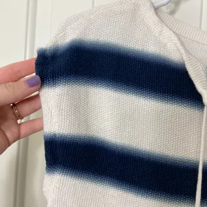 CHAPS women’s white navy striped knit sleeveless lace neck top‎ shirt small thumbnail 2