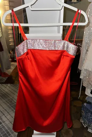 These Three Boutique Red With Silver Rhinestone Trimmed Mini Dress thumbnail 2