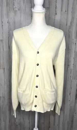 Bay‎ Hill Classics Women's Large Ivory Cardigan Sweater Long Sleeve Button-Up thumbnail 1
