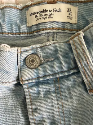 Abercrombie & Fitch Light Blue Straight Leg Jeans with Split Hem thumbnail 5