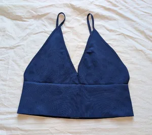 NWOT Free People Intimately Ribbed Longline Bralette Medium/Large Navy Blue thumbnail 1