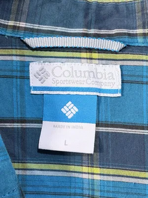 Columbia Men’s Blue Plaid Button Front Shirt Large GUC thumbnail 3