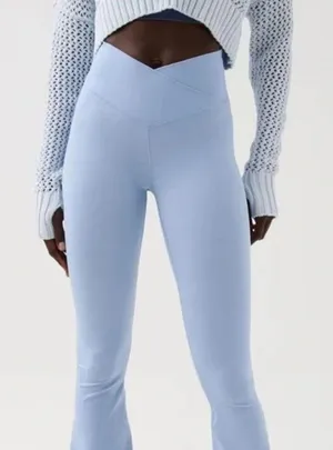 Aerie Light Blue Crossover Leggings Flared thumbnail 1