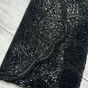 Vintage De Lill 1950’s Black Beaded Sequined Clutch Bag Purse thumbnail 2