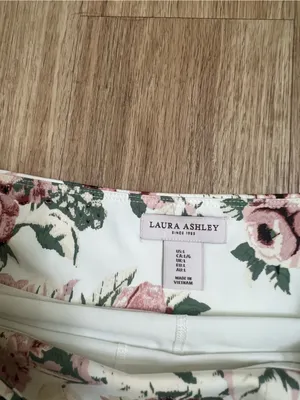 Laura’s Ashley Cream Mini Skirt with Pink Floral Print thumbnail 2