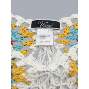 Vivid Granny Square‎ Crochet Fringe Crop Top Multicolor Boho Festival thumbnail 5