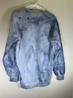 Sphynx Cat with piercings and skull Blue Tie-Dye Crewneck Sweatshirt size Sma thumbnail 4