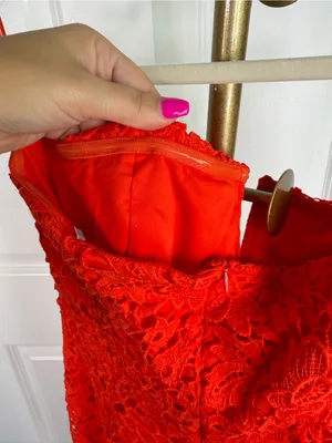 ASTR the Label Red Floral Lace Strapless Midi Dress Size L Cocktail Party thumbnail 6