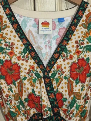 Farm Rio x New Anthropologie Cotton Boho Floral Jumpsuit Long Sleeve S-S thumbnail 9