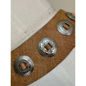 Vintage Embossed Faux Leather Wide Concho Belt Western Boho 28–32 Cowgirl Edgy thumbnail 9