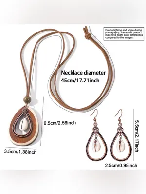 Boho Teardrop Shell Necklace & Earrings Set thumbnail 4