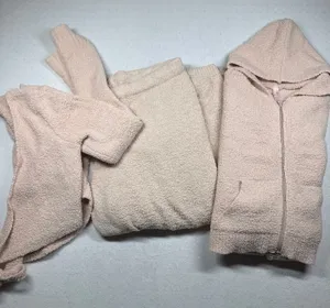 SKIMS Cozy Knit 3 Piece Set 2X/3X Pink Hoodie Joggers Wrap Crop Top thumbnail 1