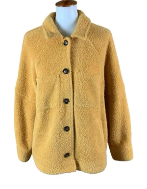 Greylin Mustard‎ Yellow Boucle Button Front Jacket XL Cozy Fall Shacket Style thumbnail 1