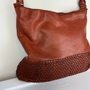 Marta Ponti Leather Woven Hobo Bag Made in Portugal Brown Slouchy thumbnail 4
