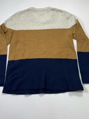 J. Crew Wool Blend Colorblock Crewneck Sweater in Cream, Brown & Navy thumbnail 8