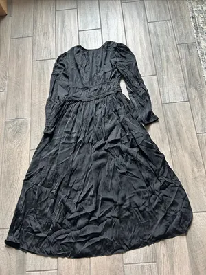 Current Air Black Long Sleeve V-Neck Maxi Dress with Tie Front thumbnail 5
