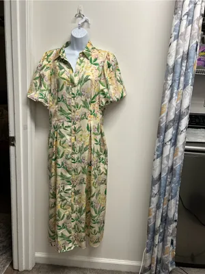 Melloday Floral Button-Front Shirt Dress prairie cottage fairy garden party thumbnail 2