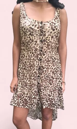 Lace Leopard Cheetah Print Dress Brown thumbnail 1