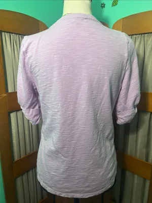 White House Black Market Lilac Scoop Neck Short Sleeve Top thumbnail 6