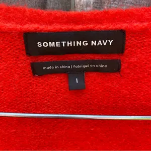 NWT Something Navy Red Alpaca Blend V-neck Puff Sleeve Sweater thumbnail 9