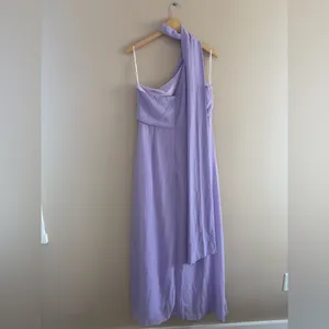 Lulus Adeline Lavender One-Shoulder Scarf Maxi Dress Size XL Wedding Formal Sexy thumbnail 5