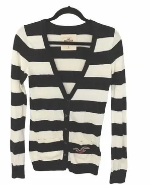 Hollister ★ Varsity Collegiate Rugby Stripe Cardigan Sweater ★ Navy White thumbnail 2