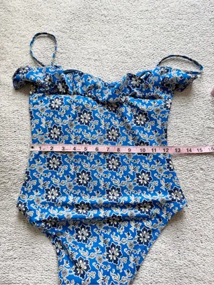 J. Crew One-Piece Swimsuit Cobalt Blue Floral Ruffle 8 NEW NWOT thumbnail 7