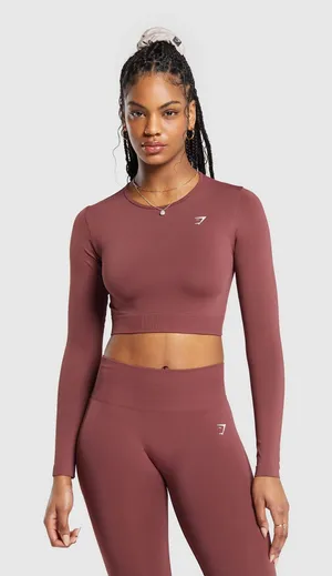 Gymshark everyday seamless long sleeve top burgundy small thumbnail 1