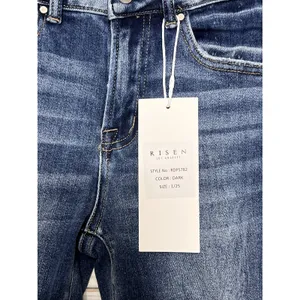 RISEN Cuffed Jeans Dark Wash Blue Straight Leg Stretch Denim Size 1 / 25 thumbnail 3