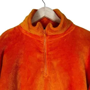 Akira Cozy Fleece Pullover Womens M Orange Cropped Half Zip Faux Fur Plush Y2K thumbnail 3