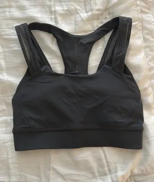 Lululemon Dark Grey Sports Bra strappy mesh size 2 thumbnail 1