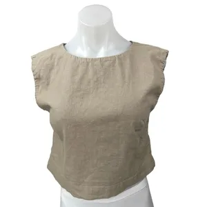 Abercrombie & Fitch Beige Linen Sleeveless Crop Tank Tee T-Shirt Top Size XS thumbnail 2